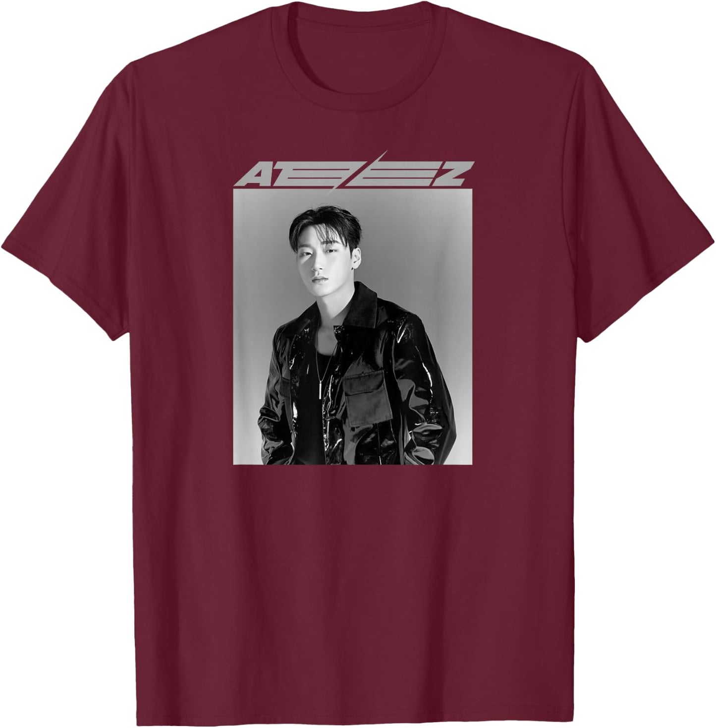 ATEEZ Official Merch Exclusive San T-Shirt - T-Shirt | Maroon