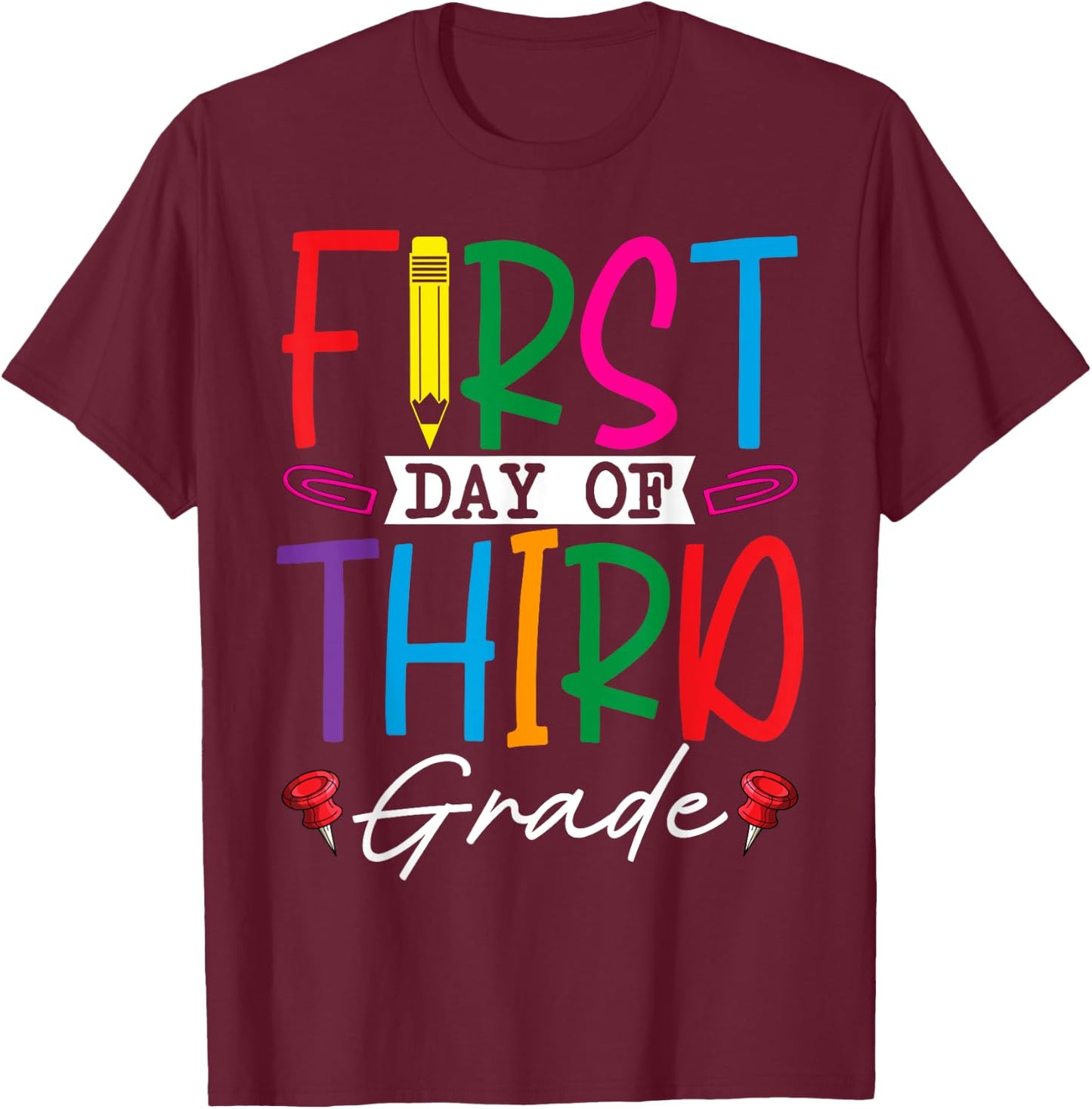 Retro First Day Of Third Grade Team Students Back To School T-Shirt - T-Shirt | Maroon
