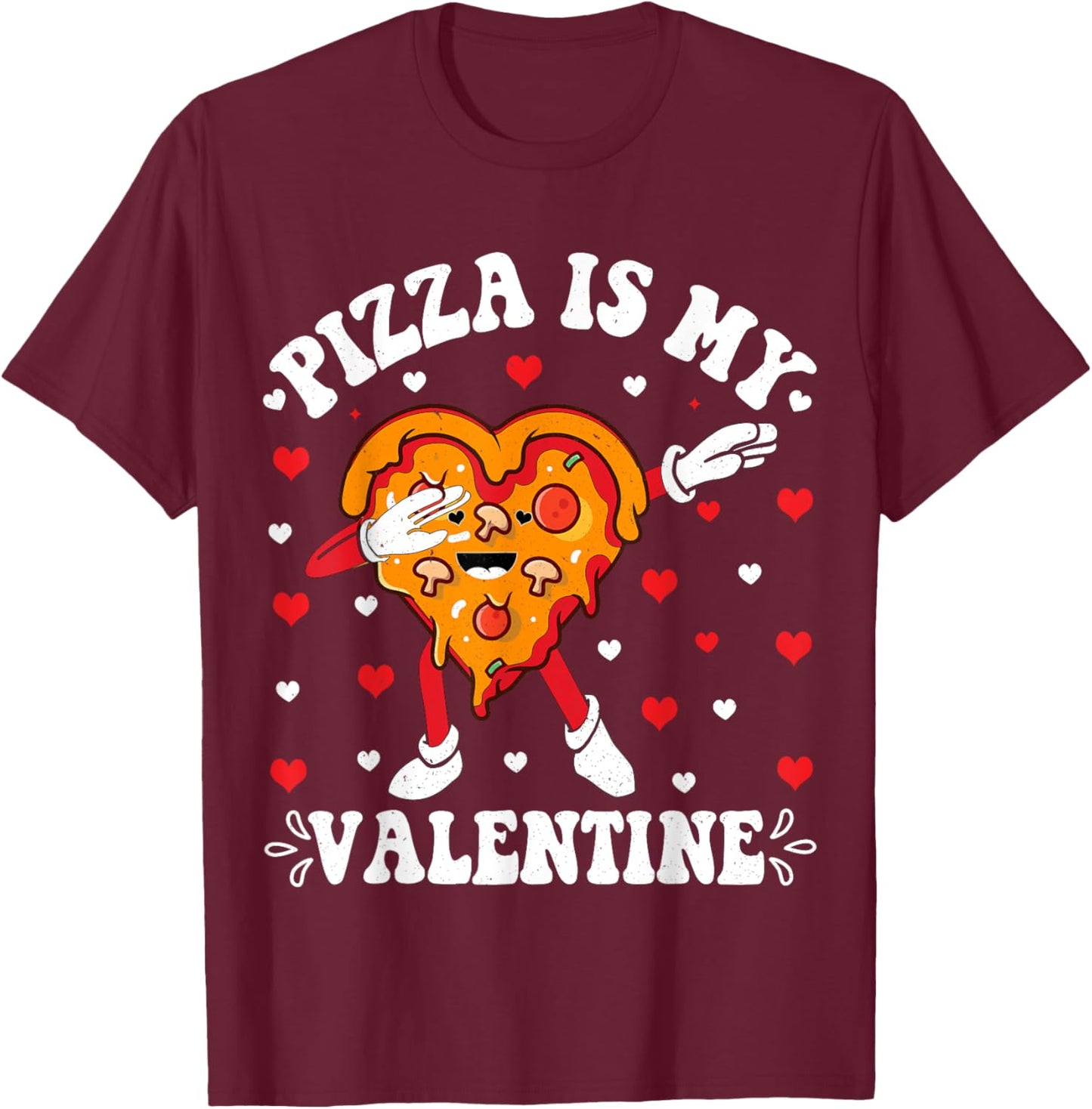 Pizza Is My Valentine Funny Valentines Day Boys Kids T-Shirt - T-Shirt | Maroon