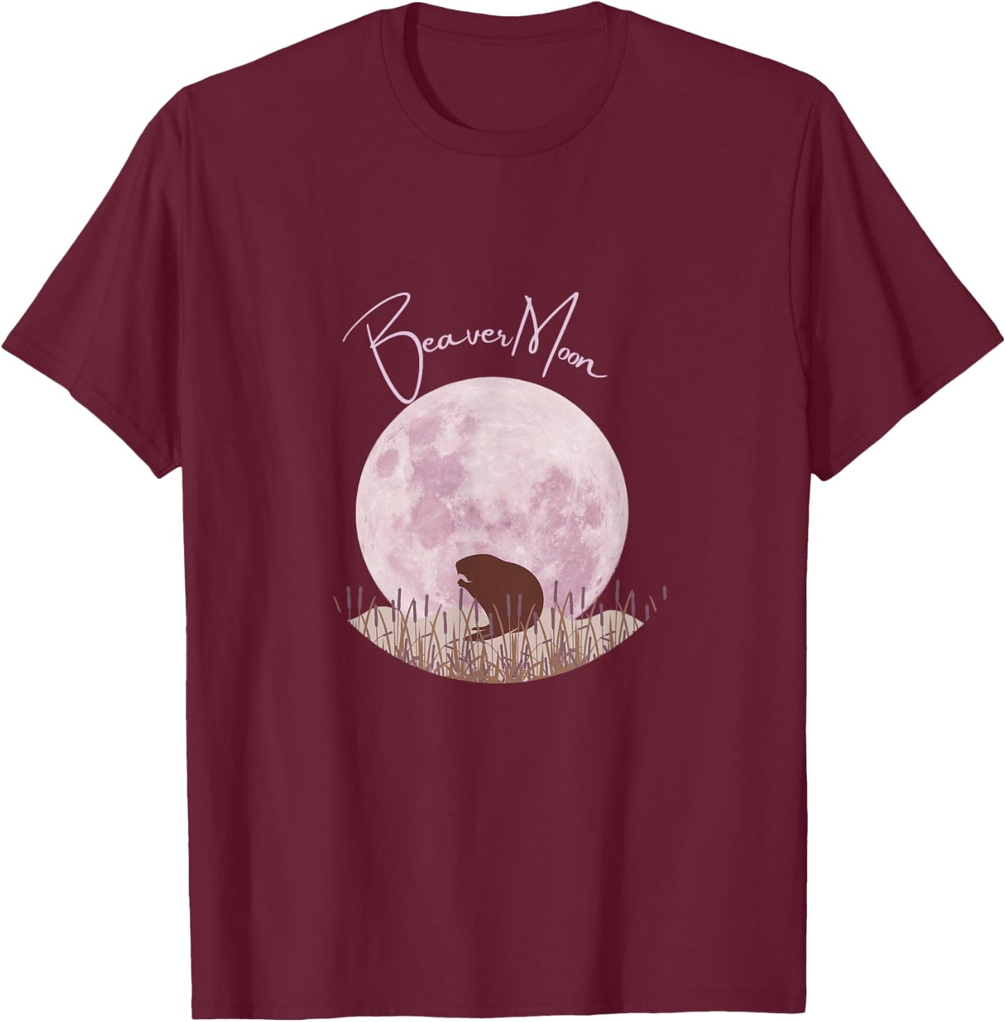 Full Beaver Moon Calendar 2025 Tops, Clothing & Accessories T-Shirt - T-Shirt | Maroon