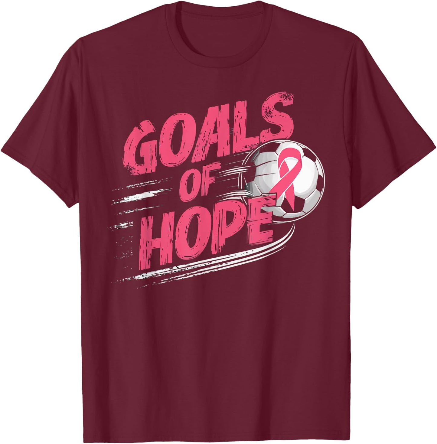 Soccer Breast Cancer Awareness Month Pink Ribbon T-Shirt - T-Shirt | Maroon