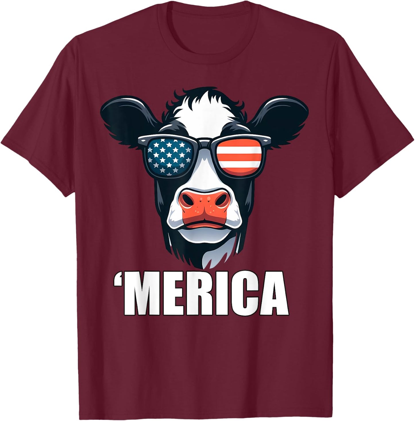Merica Dairy Cow Funny American Patriotic USA 4th of July Kids Men T-Shirt - T-Shirt | Maroon