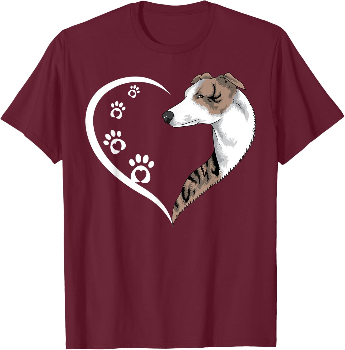 Whippet Shirts Girls Kids Heart Cute Whippet T-Shirt - T-Shirt | Maroon