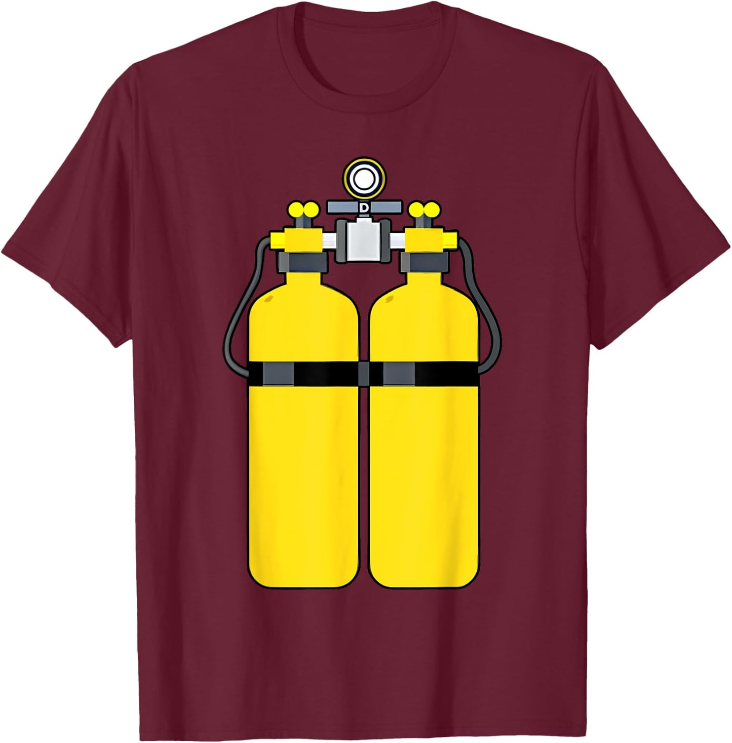 Funny Scuba Tank Backprint Halloween Costumes Scuba Diver T-Shirt - T-Shirt | Maroon