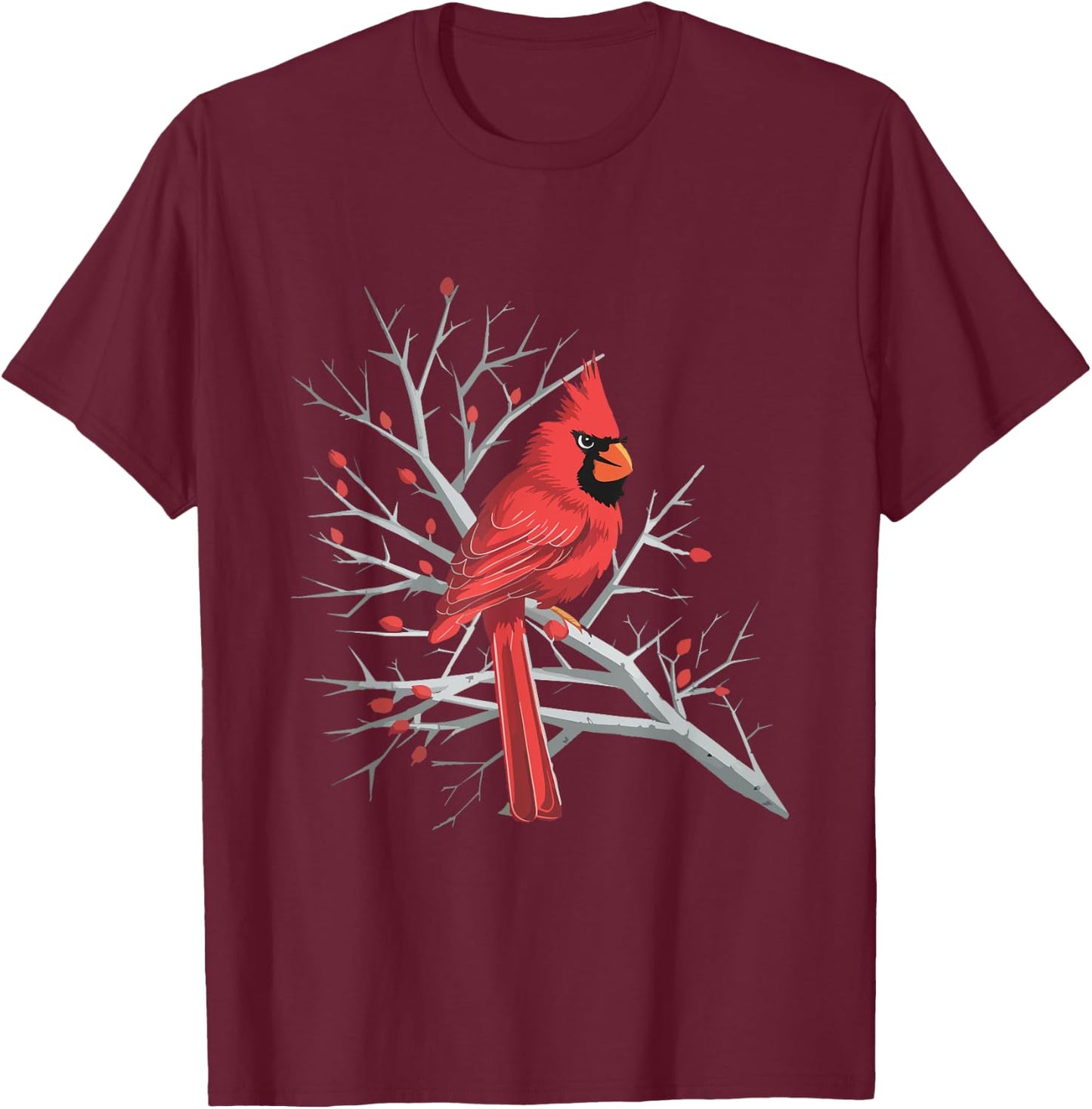 Winter's Watch Red Cardinal Birdwatching Bird Lover Cute T-Shirt - T-Shirt | Maroon