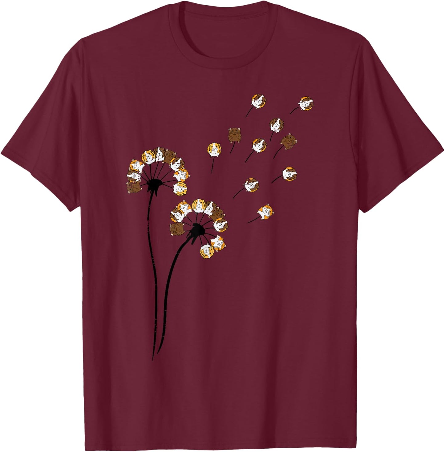 Guinea Pig Flower Dandelion Cavy Lover Women Girls Kids Men T-Shirt - T-Shirt | Maroon