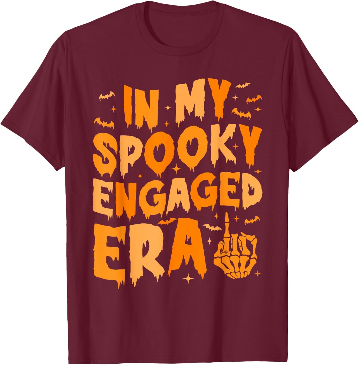 In My Spooky Engaged Era Gothic Engagement Party T-Shirt - T-Shirt | Maroon
