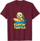 Surfin' Turtle Kawaii Surfing Design Women Kids T-Shirt - T-Shirt | Maroon