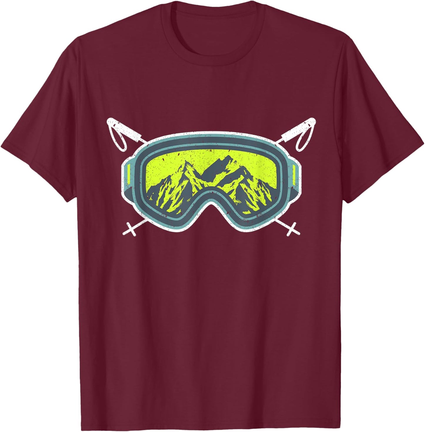 Ski Goggles Winter Skiing Sport Gear Mask Snow Mountain T-Shirt - T-Shirt | Maroon