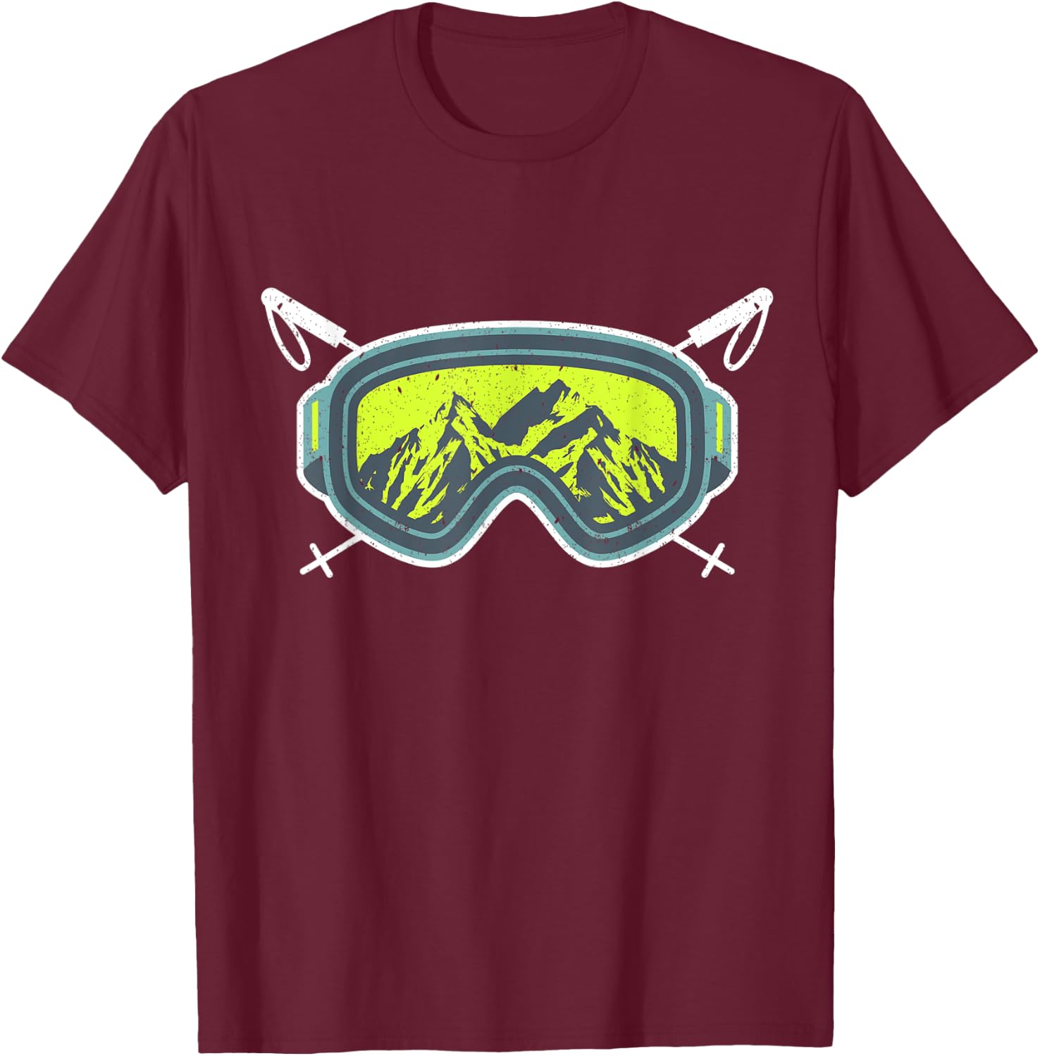 Ski Goggles Winter Skiing Sport Gear Mask Snow Mountain T-Shirt - T-Shirt | Maroon