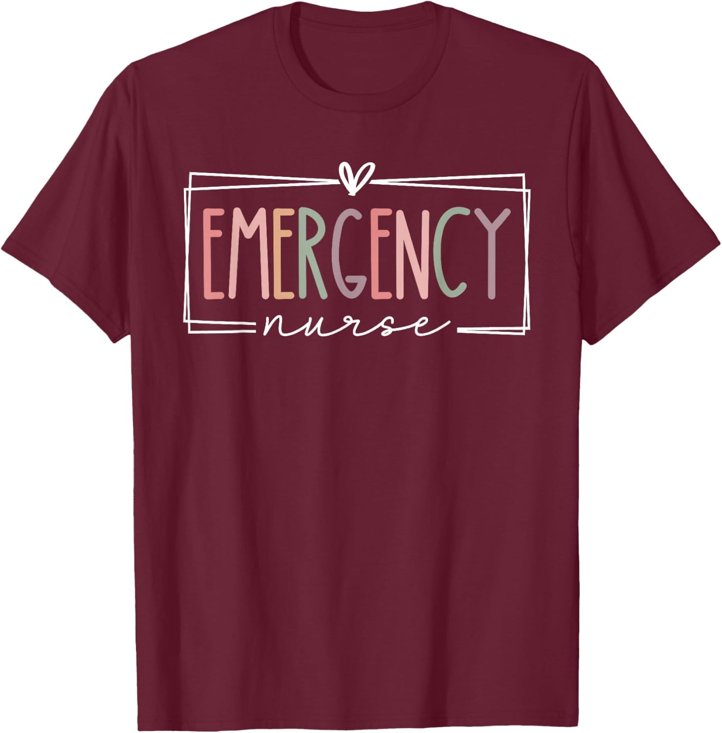 ER Nursing Emergency Nurse For Nurses Women Funny Retro T-Shirt - T-Shirt | Maroon