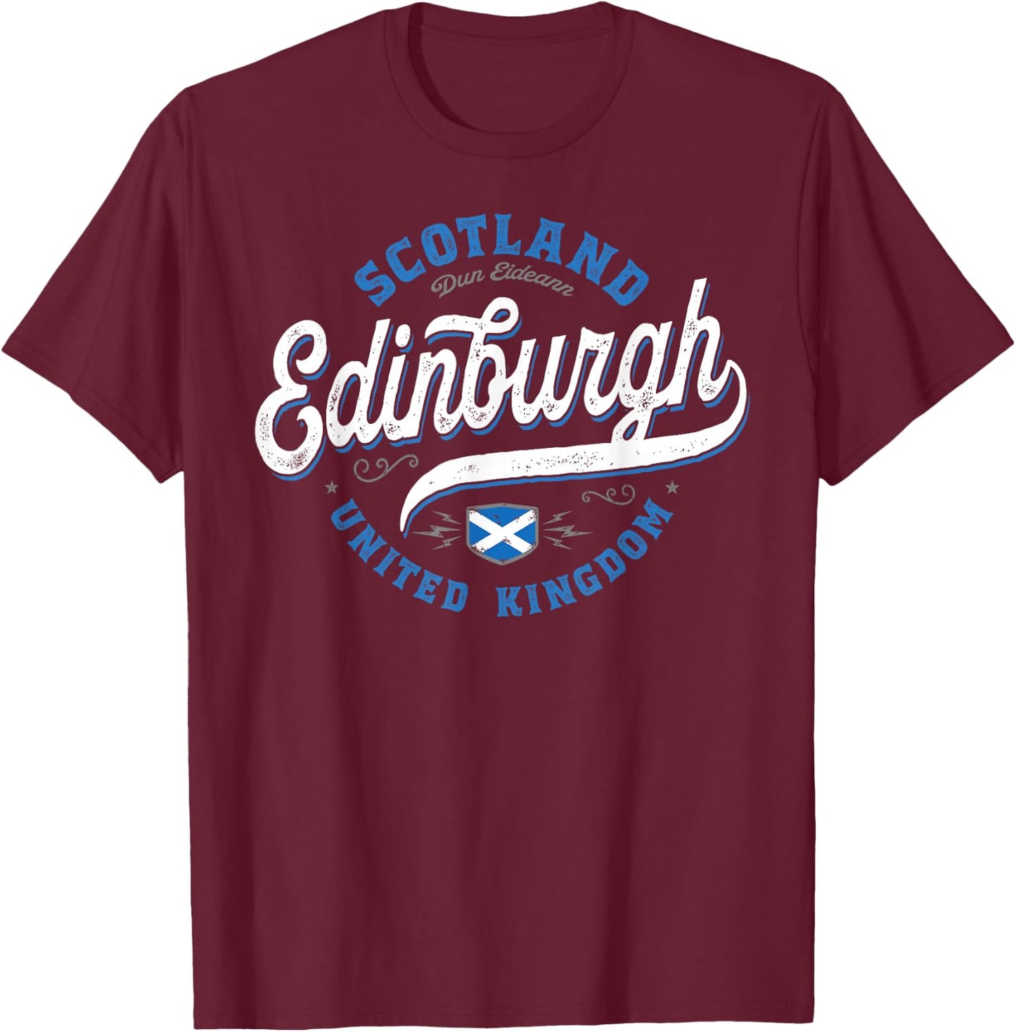 Vintage Edinburgh Scotland T-Shirt - T-Shirt | Maroon