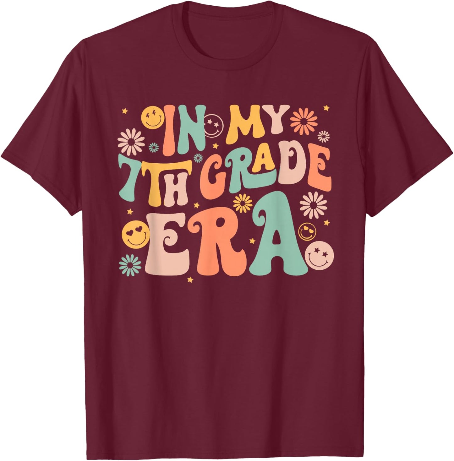 In My Seventh Grade Era Retro 7th Grade Back to School T-Shirt - T-Shirt | Maroon