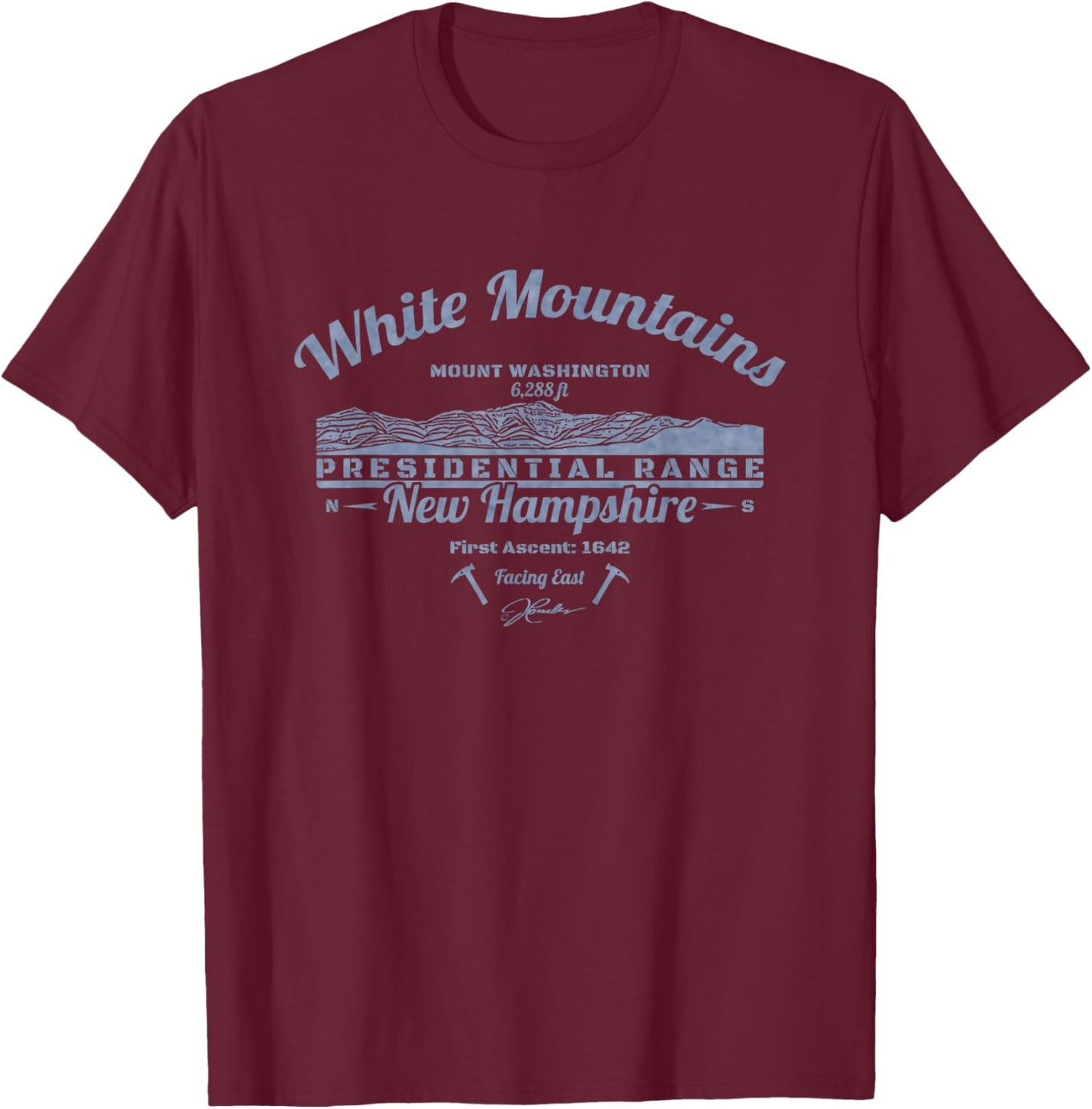 JCombs: White Mountains, NH with Mount Washington T-Shirt - T-Shirt | Maroon
