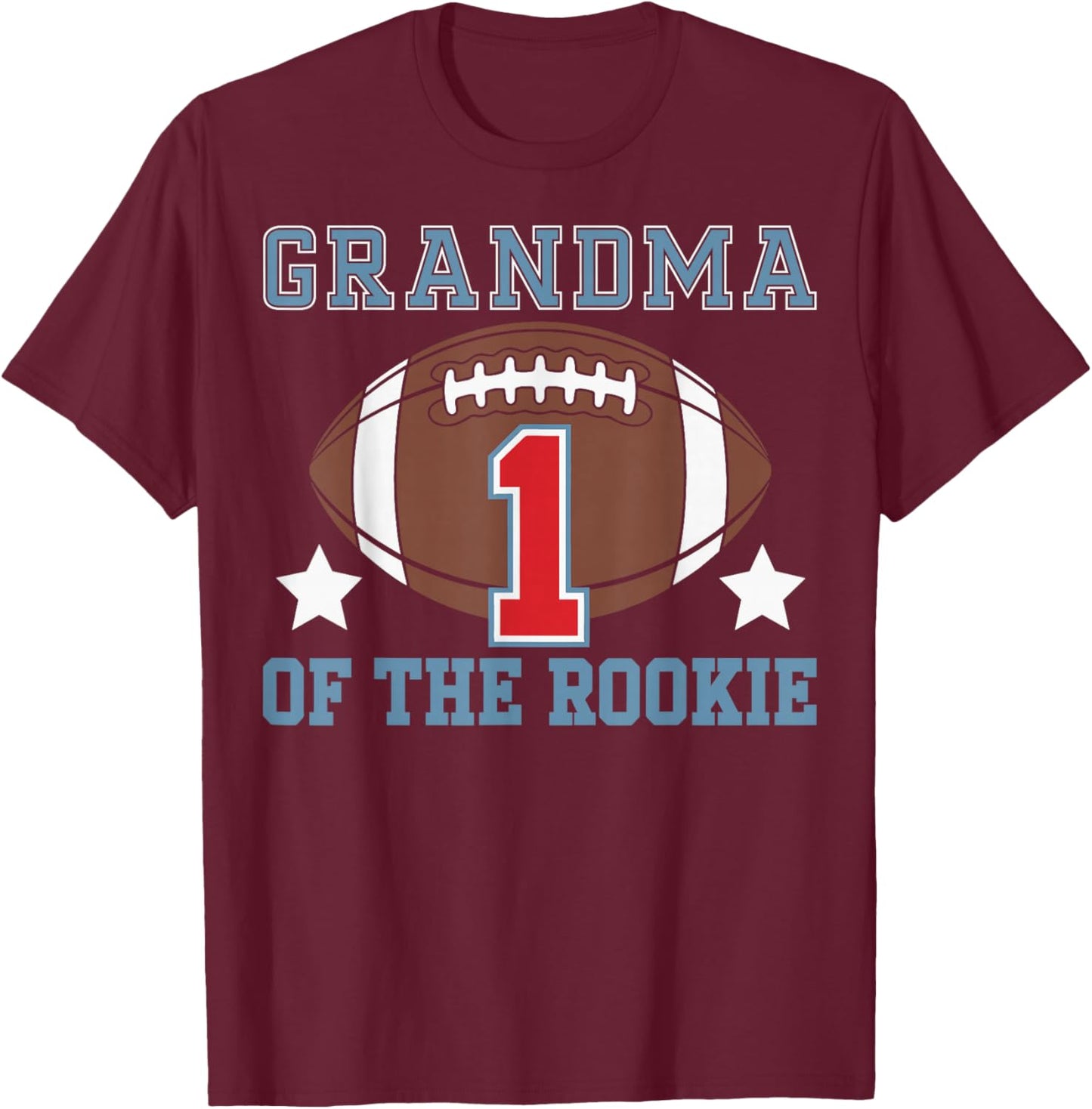 Grandma of Rookie 1st Birthday Football Theme Matching Party T-Shirt - T-Shirt | Maroon