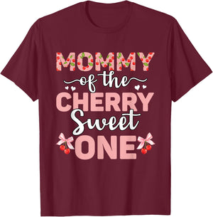 Mommy Of The Cherry Sweet One 1st Birthday Cherry Lover T-Shirt - T-Shirt | Maroon