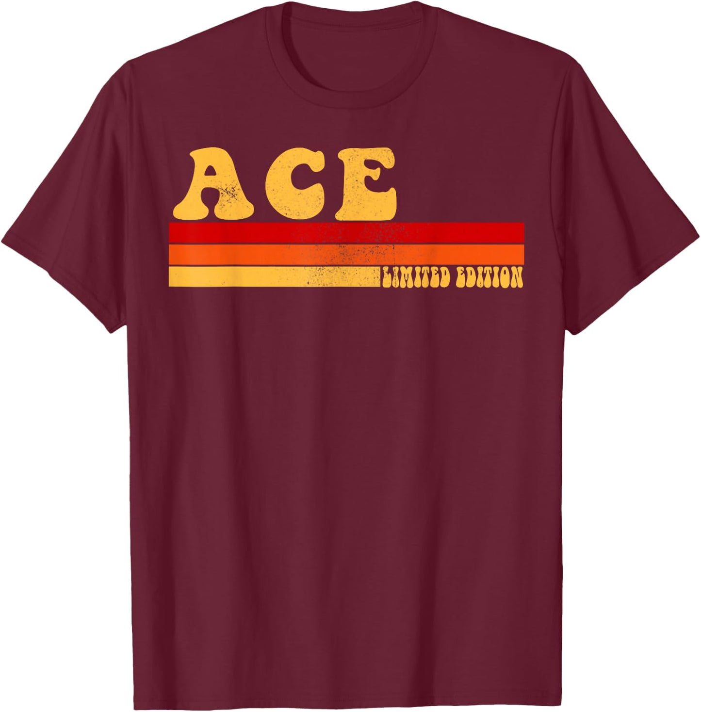 AmaStyle Co. ACE Name Personalized Idea Men Retro Vintage T-Shirt - T-Shirt | Maroon