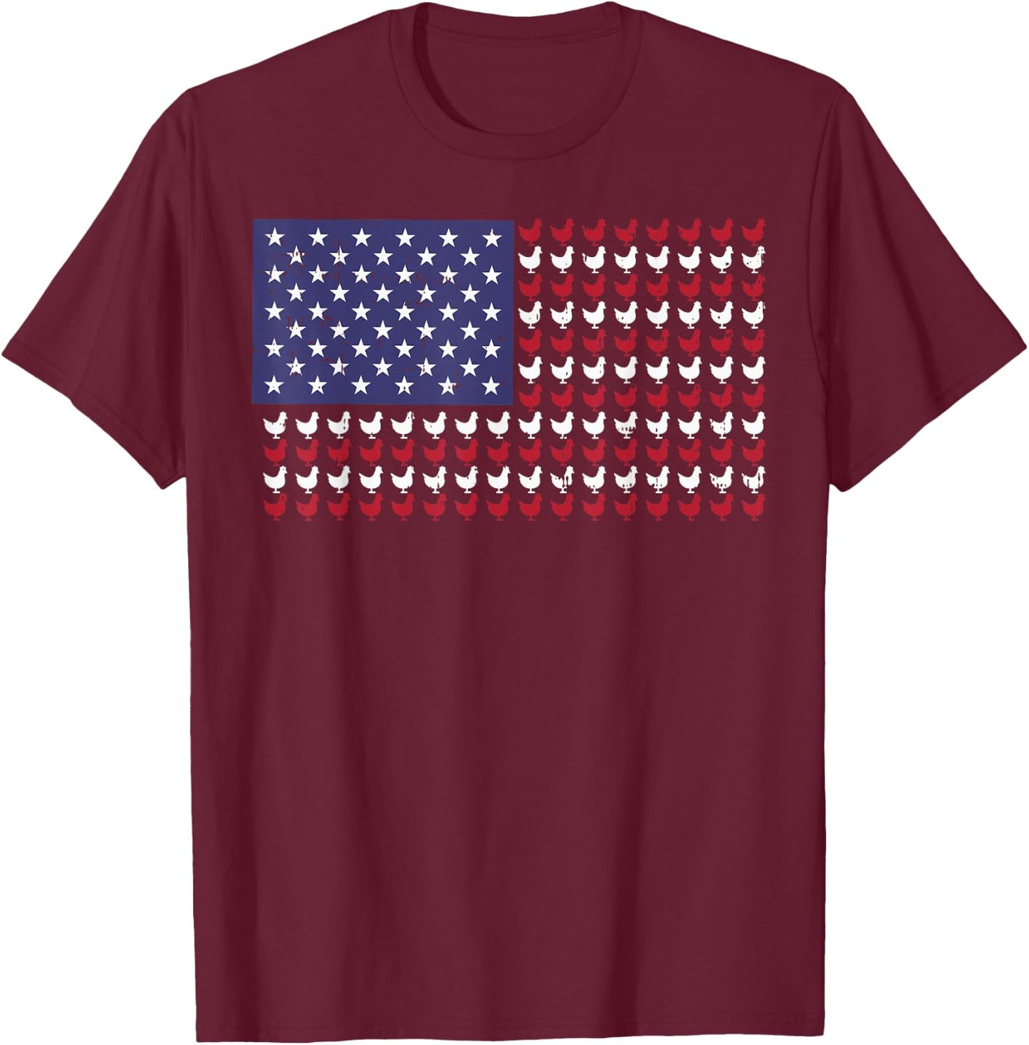 4th Of July US Flag Chickens Farm Patriotic Men Women Kids T-Shirt - T-Shirt | Maroon