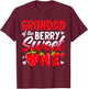 Grandad Of The Berry Sweet One Strawberry 1st Birthday T-Shirt - T-Shirt | Maroon