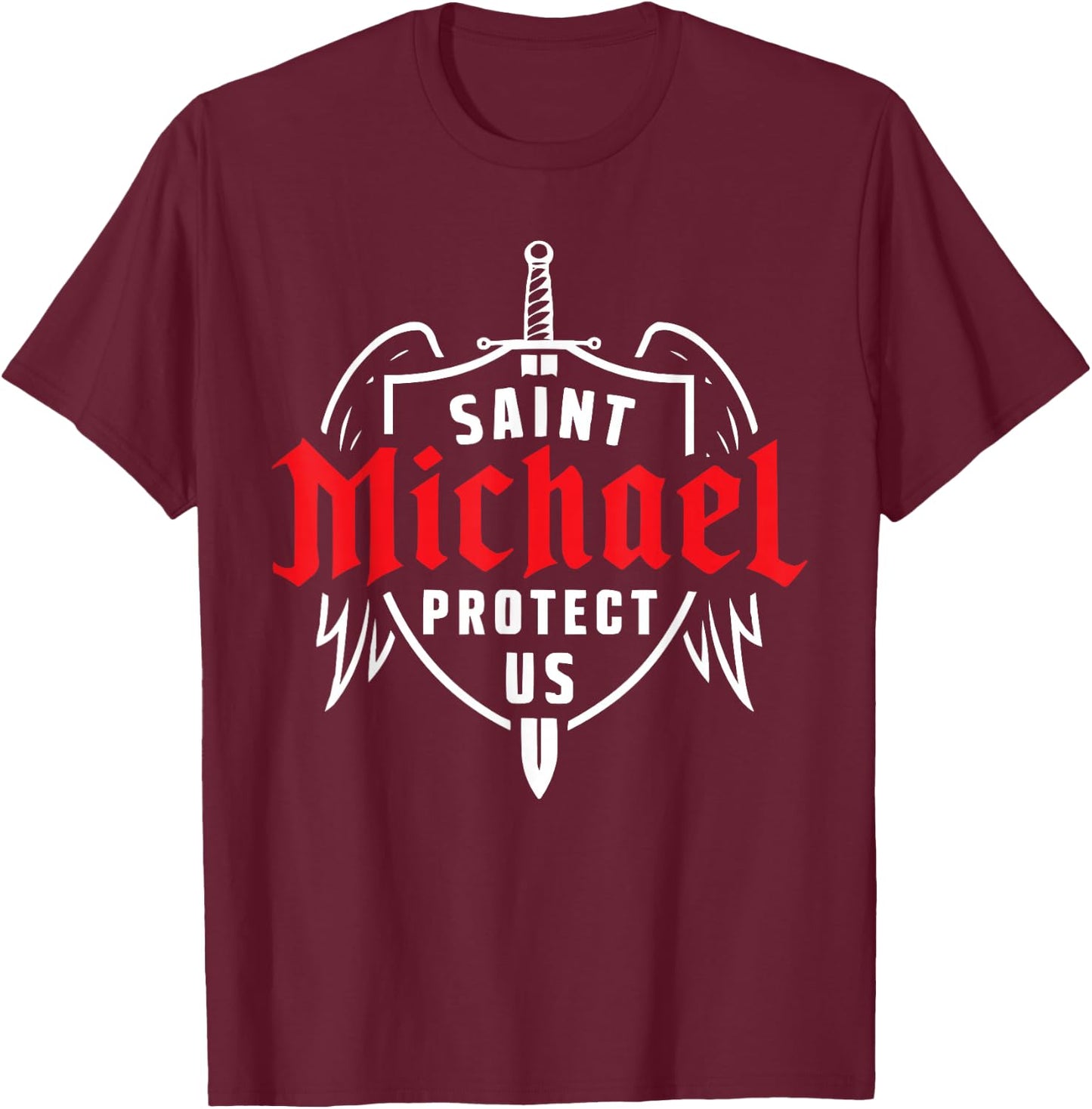 Archangel Catholic Religion Christianity Guardian Angel T-Shirt - T-Shirt | Maroon