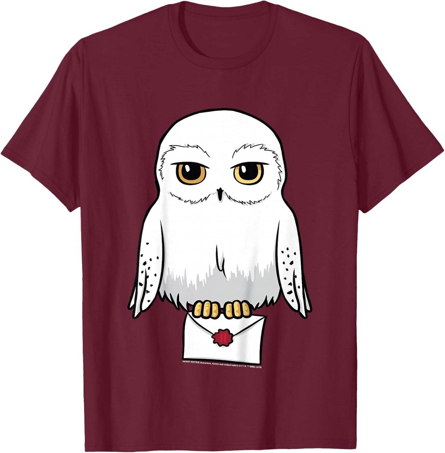 Kids Harry Potter Hedwig Cute Cartoon Portrait T-Shirt - T-Shirt | Maroon