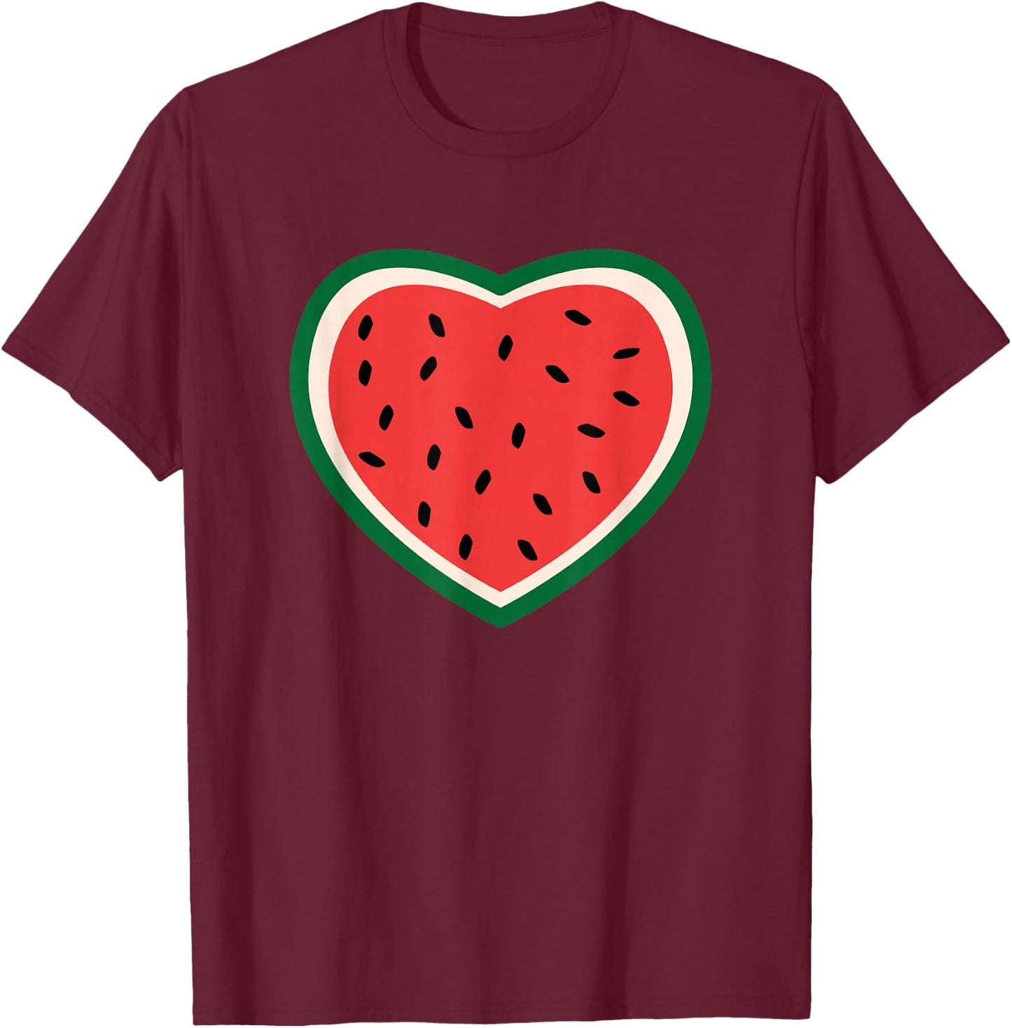 Palestine Watermelon Vintage Palestinian Colours T-Shirt - T-Shirt | Maroon