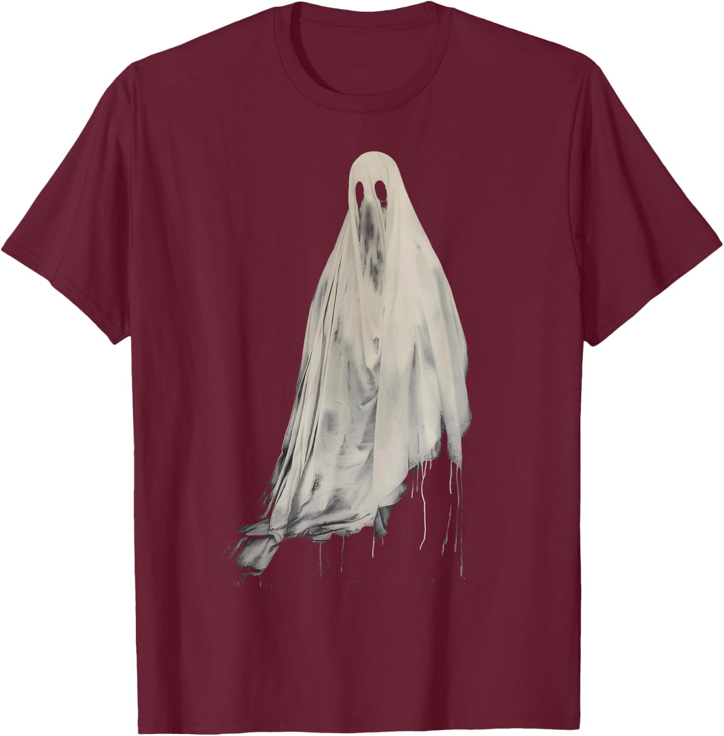Ghost Horror Spooky Scary Spirit Halloween Goth Aesthetic T-Shirt - T-Shirt | Maroon