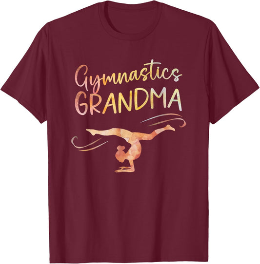 Gymnastics Grandma Proud Granddaughter Grandmother T-Shirt - T-Shirt | Maroon