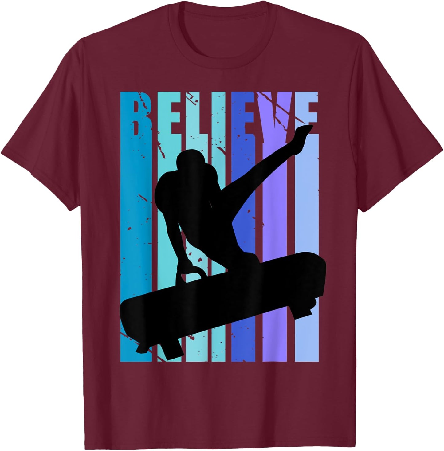 Believe Retro Gymnastics Pommel Horse Gymnasts Coach T-Shirt - T-Shirt | Maroon