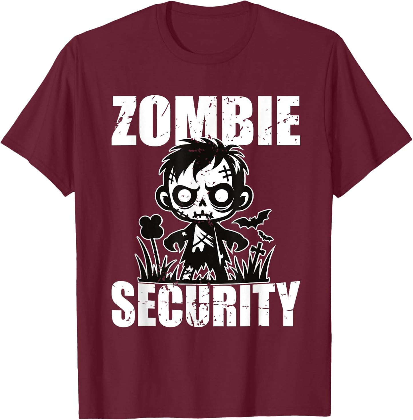 Halloween Security Adult Costume Dad Zombie Security Men T-Shirt - T-Shirt | Maroon