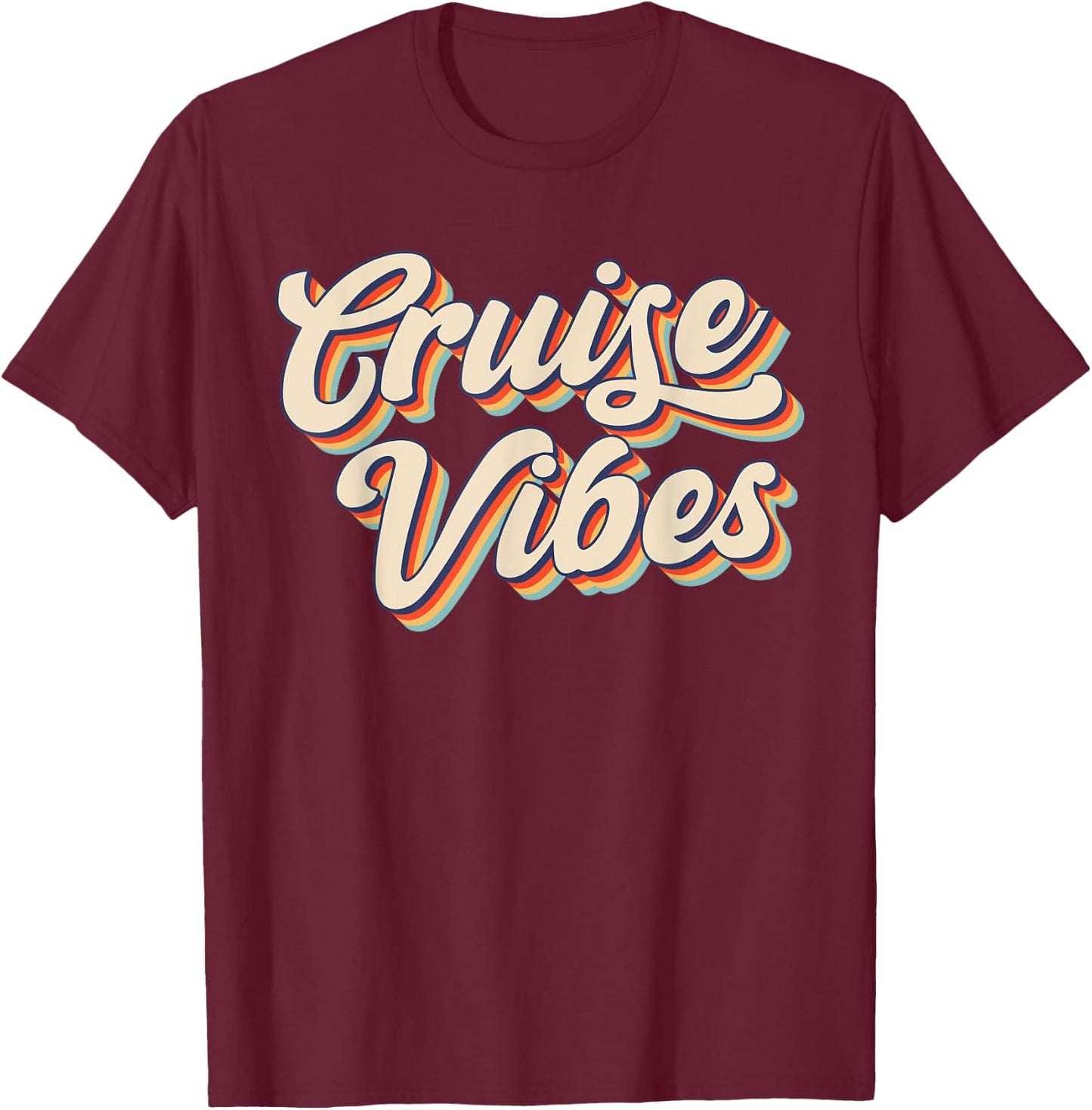 Cruise Vibes Groovy Matching Family Vacation Girls Cruise T-Shirt - T-Shirt | Maroon