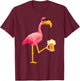Funny Beer and Flamingo Lover - Flamingo Wearing Sunglass T-Shirt - T-Shirt | Maroon