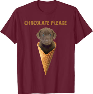 Chocolate Lab Waffle Cone Ice Cream Cute Puppy Women Kids T-Shirt - T-Shirt | Maroon