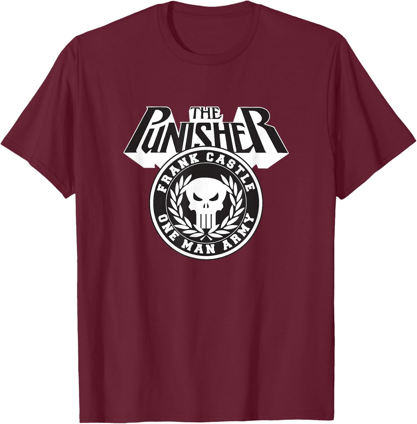 Marvel Punisher Frank Castle One Man Army Big Chest Icon T-Shirt - T-Shirt | Maroon