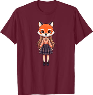 Cartoon Fox Mask Therian T-Shirt - T-Shirt | Maroon