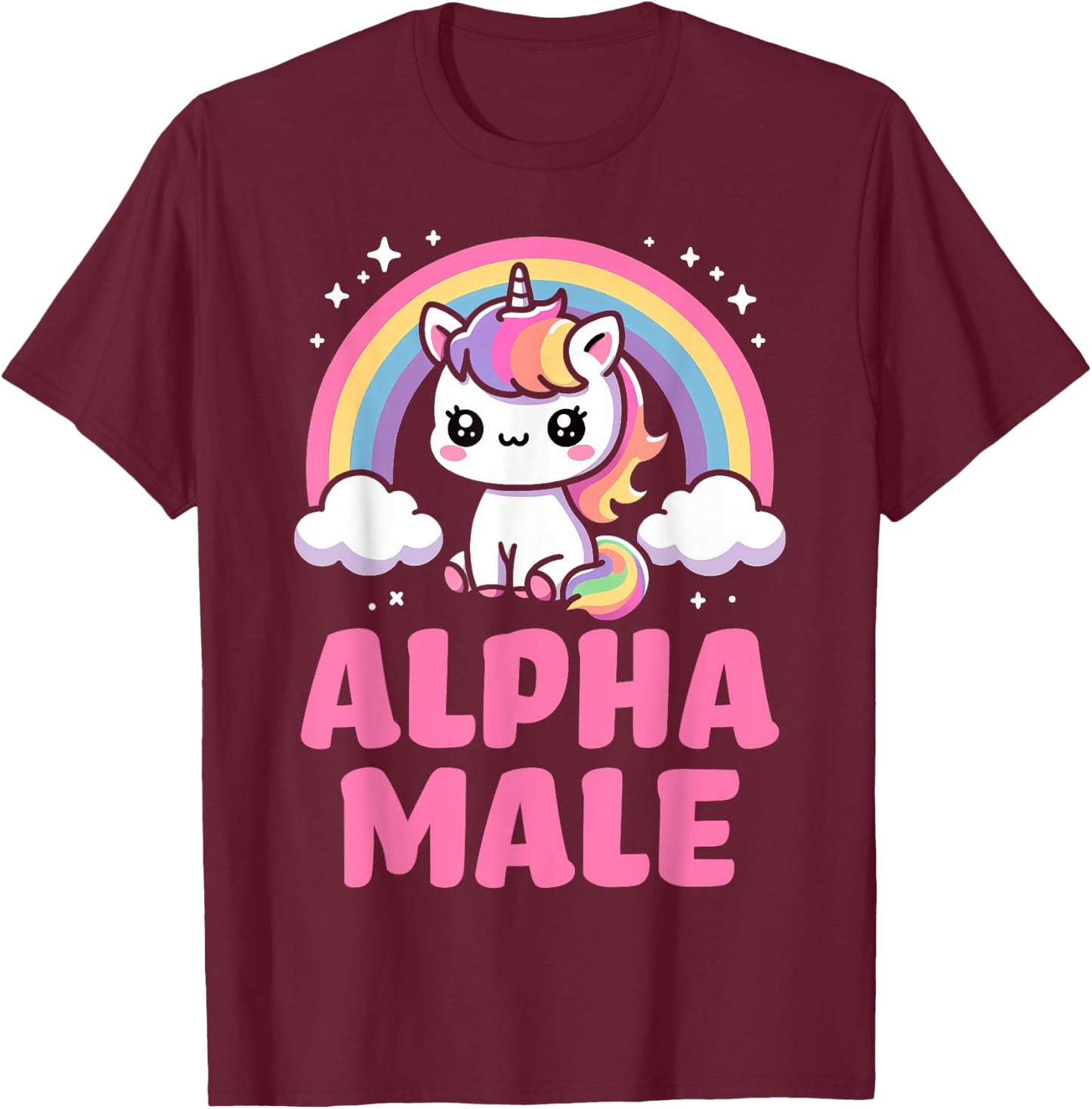 Alpha Male Unicorn Boys Ironic Cute Funny Sarcastic Humor T-Shirt - T-Shirt | Maroon