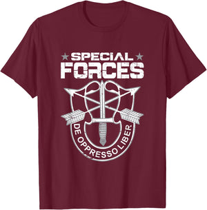 Green Beret De Opresso Liber T-Shirt - T-Shirt | Maroon