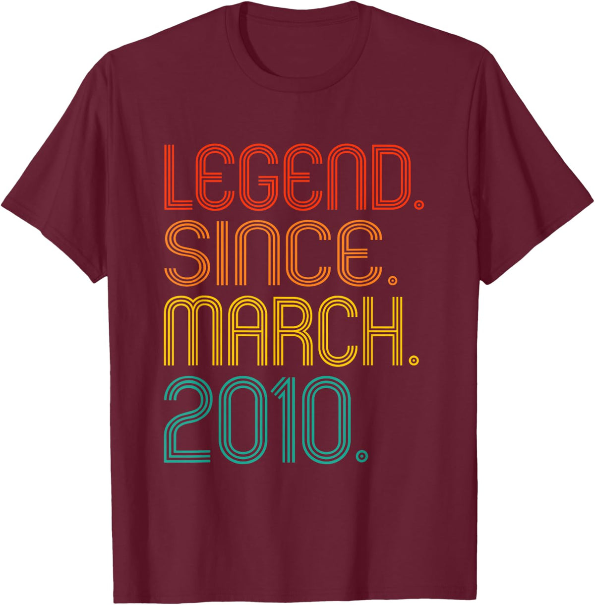 Legend Since March 2010 Vintage 2010 Birthday Idea Men Women T-Shirt - T-Shirt | Maroon