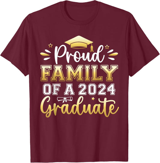 Proud Family of a 2024 Graduate Senior Graduation Men Women T-Shirt - T-Shirt | Maroon