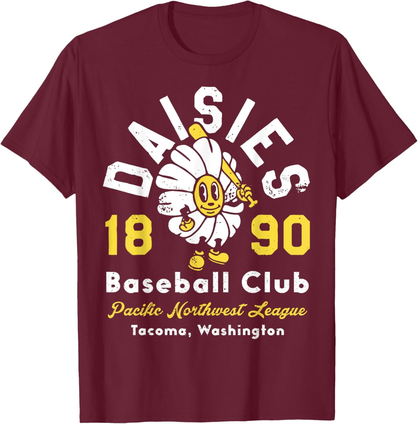 Tacoma Daisies Washington Vintage Defunct Baseball T-Shirt - T-Shirt | Maroon