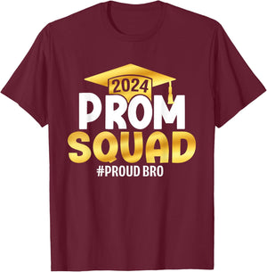 Prom Squad 2024 Graduation Prom Class of 2024 Proud Brother T-Shirt - T-Shirt | Maroon