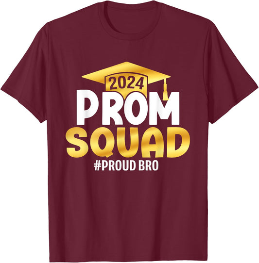 Prom Squad 2024 Graduation Prom Class of 2024 Proud Brother T-Shirt - T-Shirt | Maroon