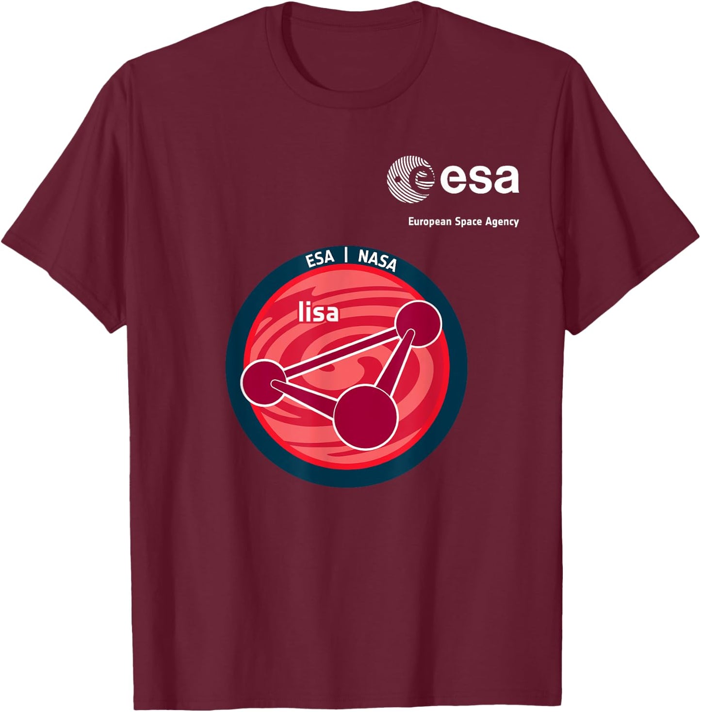 ESA European Space Agency Mission lisa Patch T-Shirt - T-Shirt | Maroon