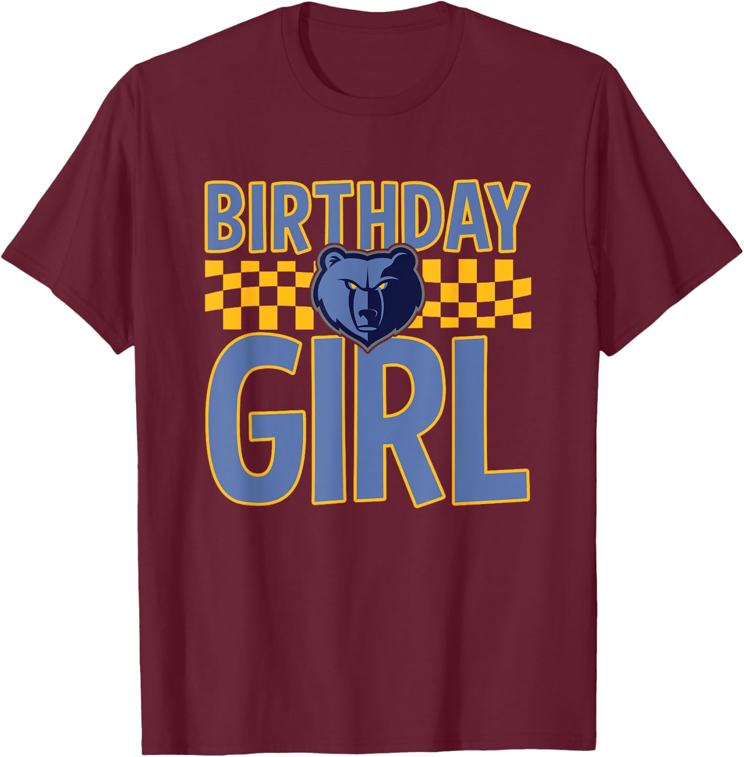 NBA Memphis Grizzlies Birthday Girl Checkered Logo T-Shirt - T-Shirt | Maroon