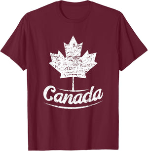 Vintage Canada Flag Canadian Flag Maple Leaf Small T-Shirt - T-Shirt | Maroon