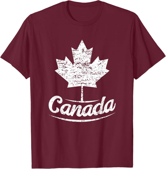 Vintage Canada Flag Canadian Flag Maple Leaf Small T-Shirt - T-Shirt | Maroon