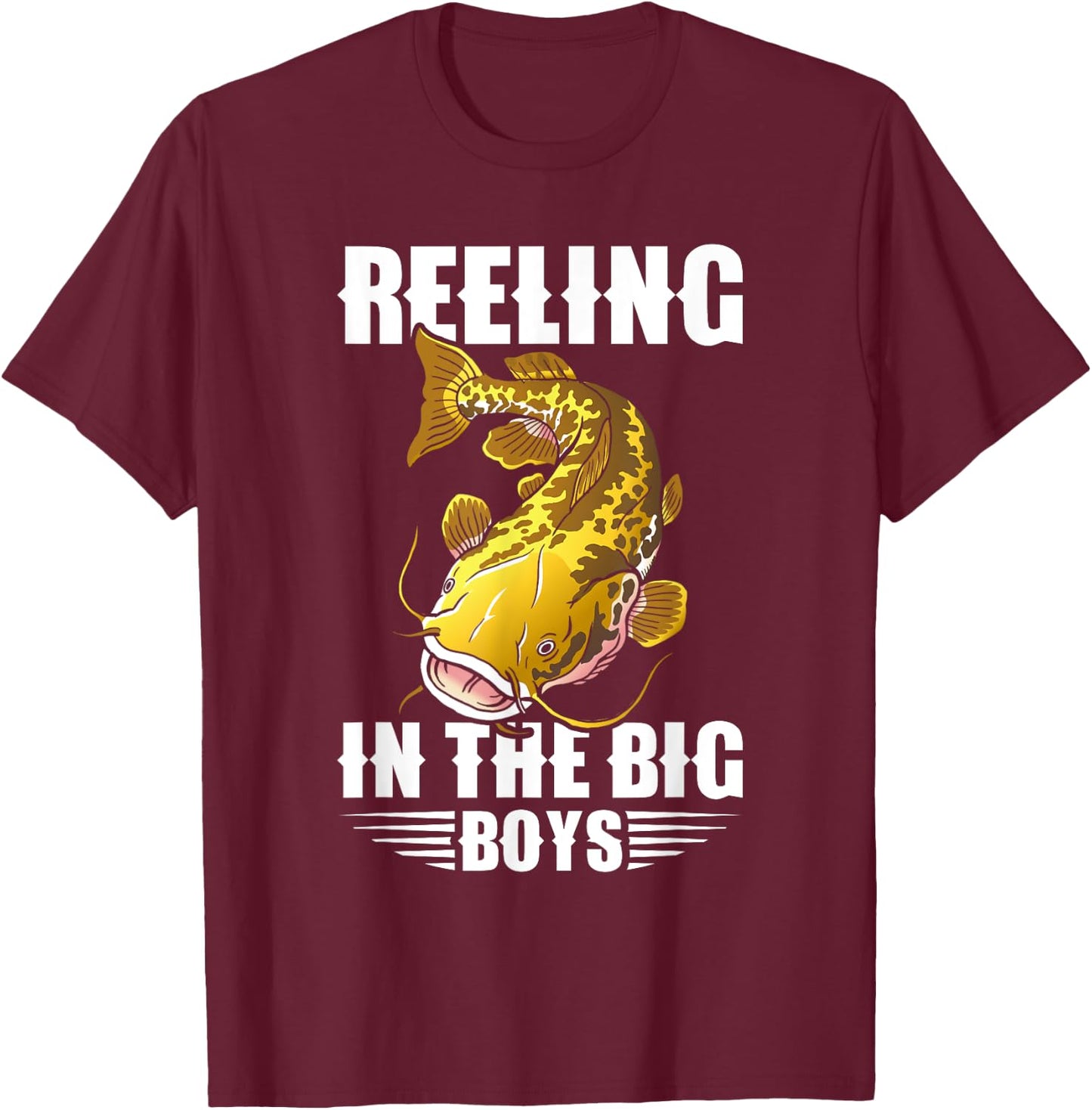 Flathead Catfish Hunting Catfishing Dad Catfish Hunter T-Shirt - T-Shirt | Maroon
