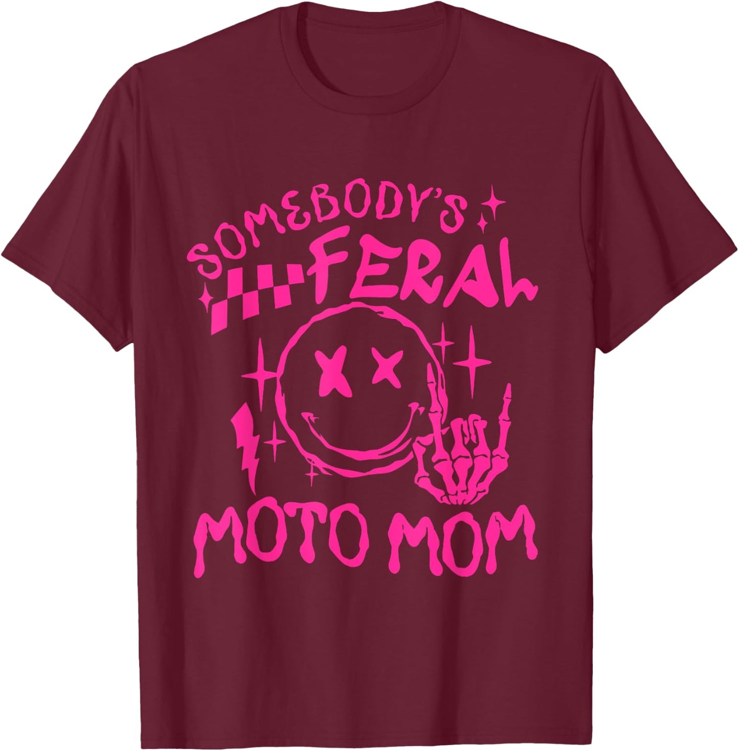 somebody's Feral moto Mom T-Shirt - T-Shirt | Maroon