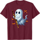 Boo Ghost Playing Bassoon Halloween Musical Instrument T-Shirt - T-Shirt | Maroon