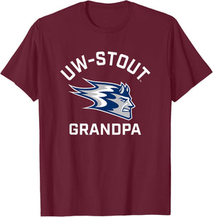 University of Wisconsin-Stout Blue Devils Arched Grandpa T-Shirt - T-Shirt | Maroon